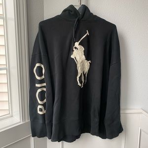 Polo by Ralph Lauren Black Turtleneck Sweater with Cream Polo Logo